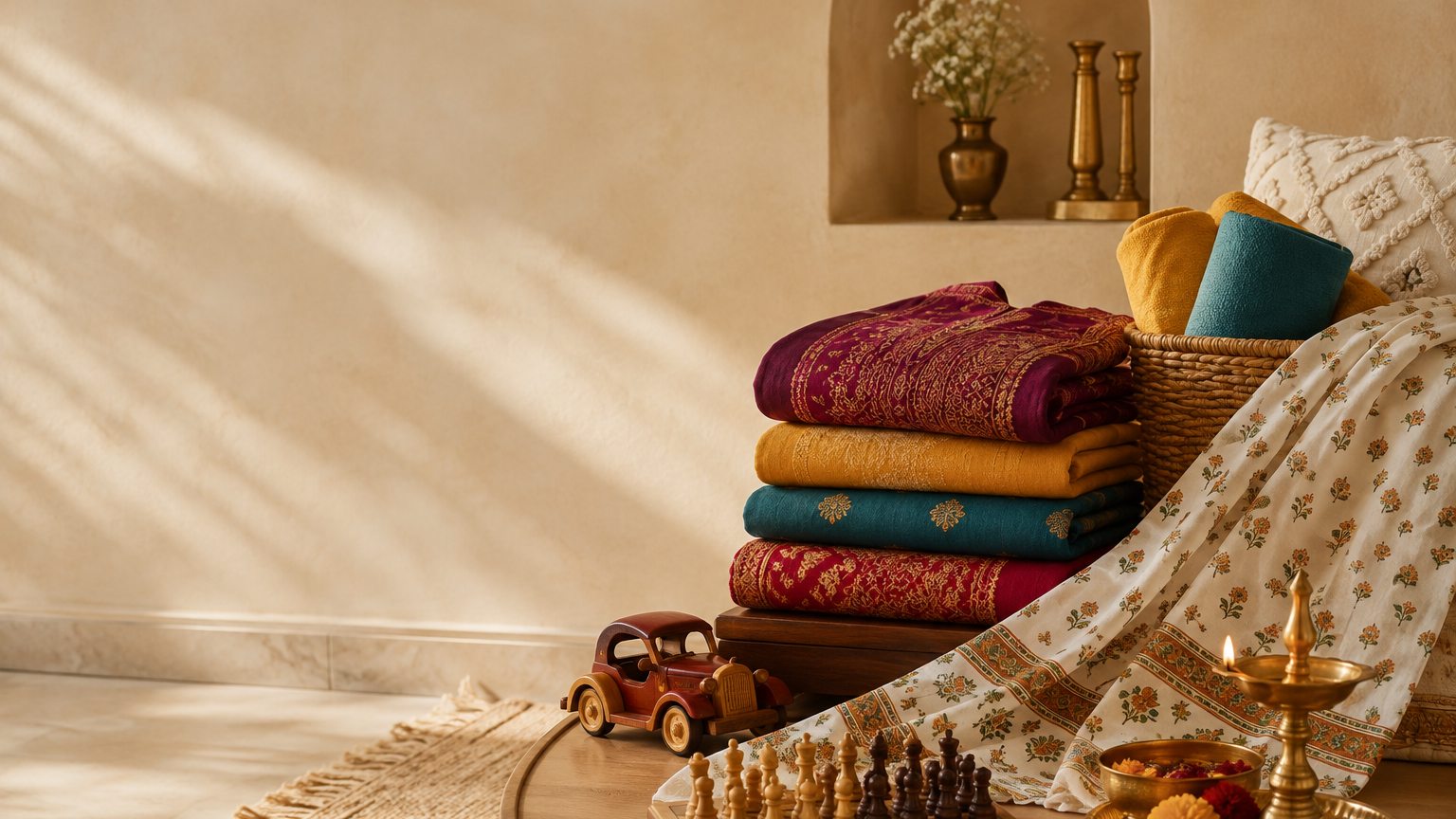 A thoughtfully styled Shree Nath Hub collection of clothing, home, play and devotional finds